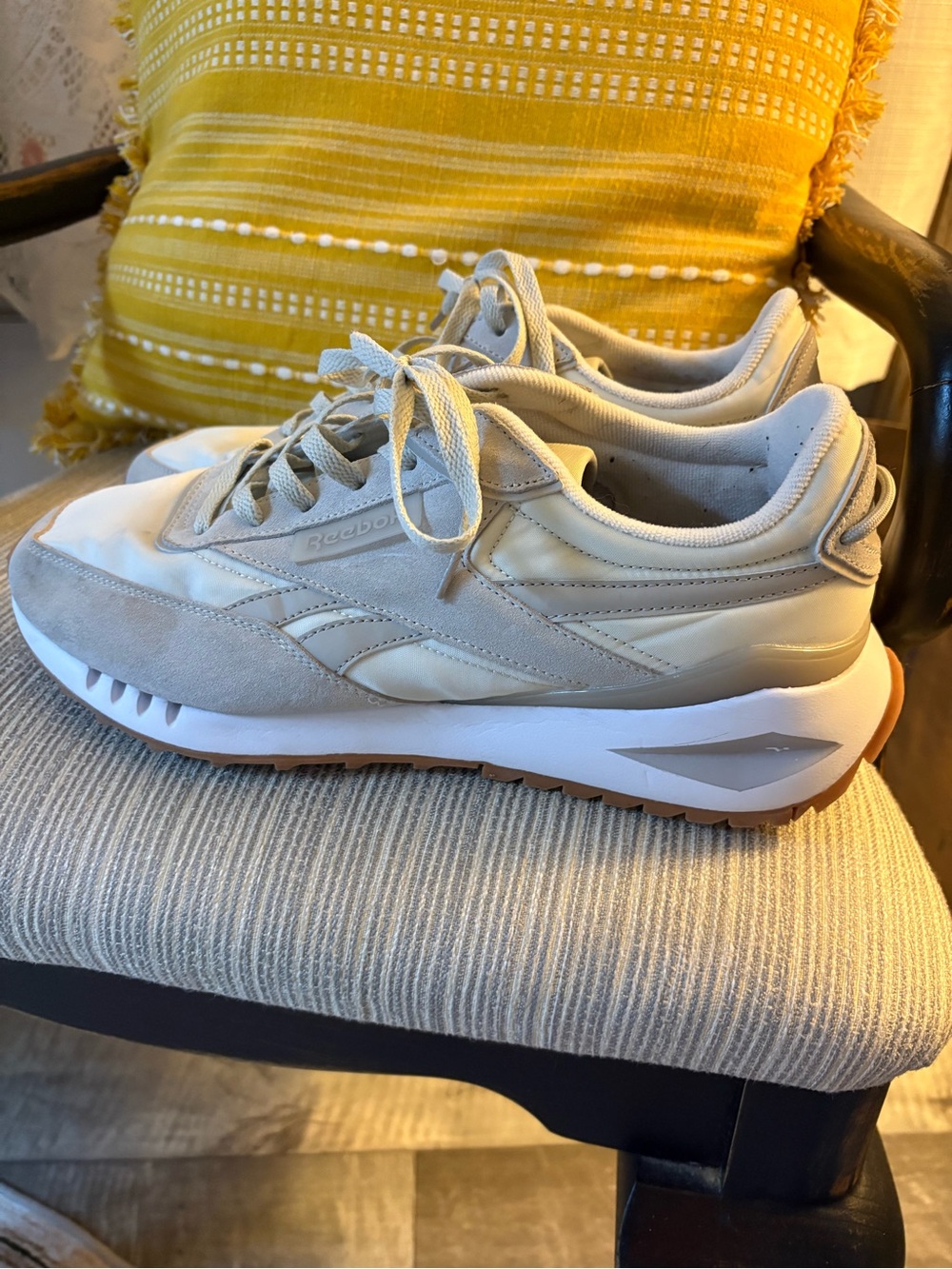 Reebok Men’s  Beige and Gum-Trim Sneakers